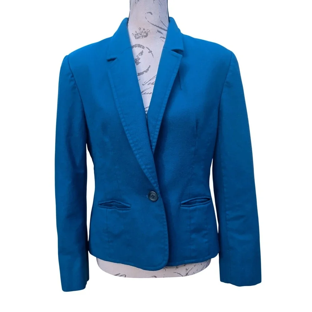 Pendleton Womens Blue 100% Virgin Wool Single Button Blazer Jacket USA Size 10